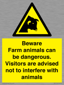 Beware Farm animals can be dangerous. Visitors are advised not to interfere with animals